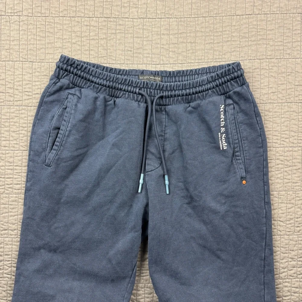 Scotch & Soda Men Large Jogger Sweatpants Navy Blue Organic Cotton Casual Lounge